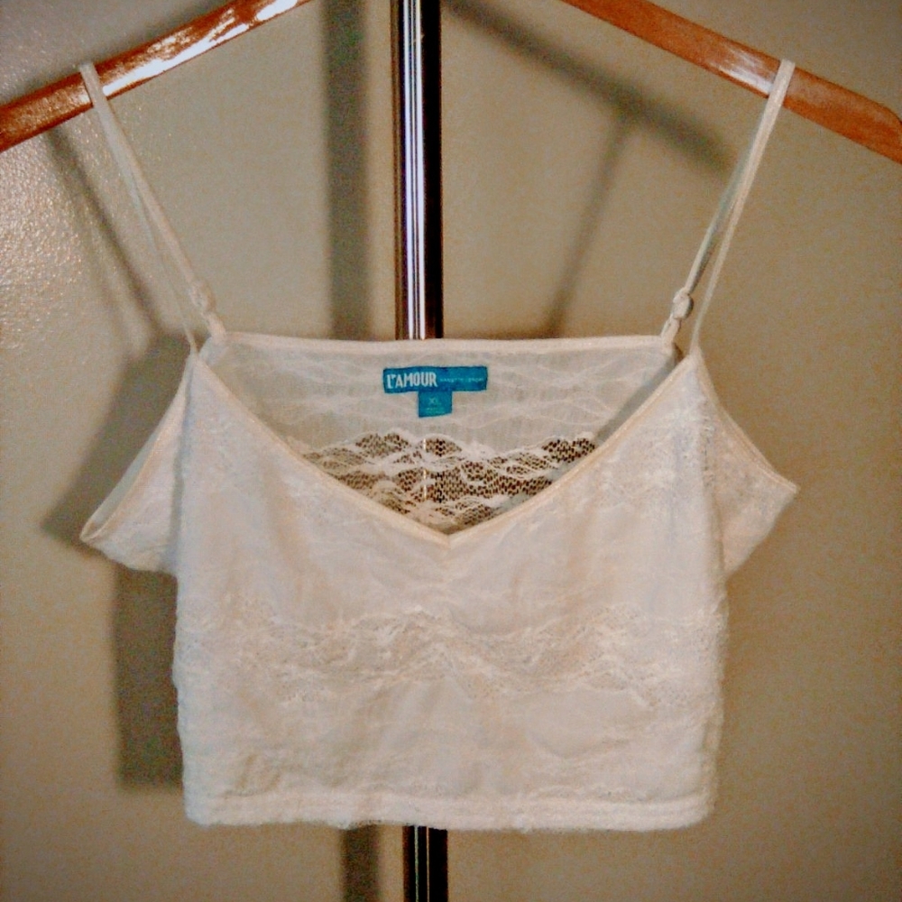 L'AMOUR Nanette Lepore Lace Pullover Bralette Size XL Color White
